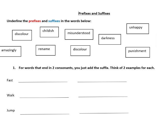 Prefixes and Suffixes