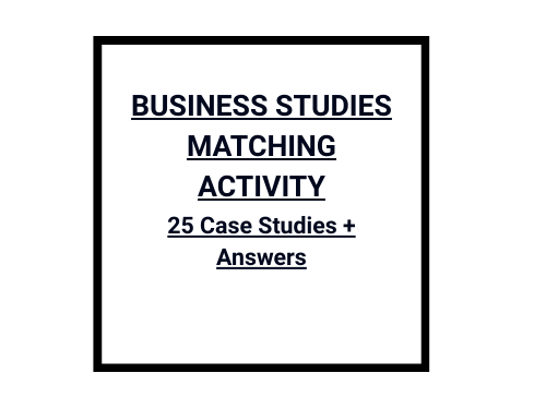GCSE Business: Case Study Matching Worksheet (25 Questions + Answers)