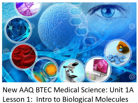 NEW – AAQ BTEC Medical Science Unit 1A Molecules: lesson 1-introduction