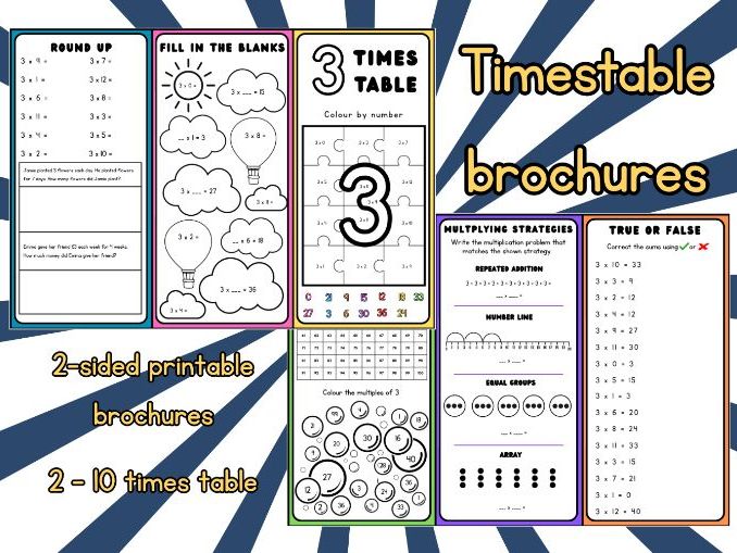 Times Tables Activity Brochures (2–10 Times Tables)