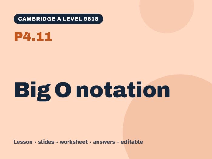 Cambridge A Level Computer Science 9618 – P4.11 Big O notation – Lesson & Worksheet