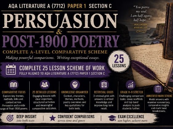 Persuasion & Post-1900 Poetry: Complete A-Level Comparative Scheme (25 Lessons) | AQA Literature A