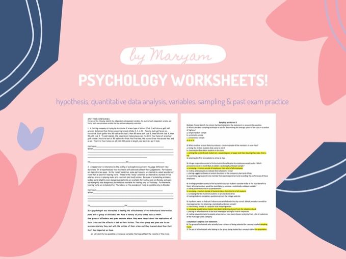 psychology worksheets | Teaching Resources