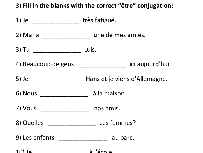 Être Conjugation Worksheets | Present Tense | Le verbe être au présent