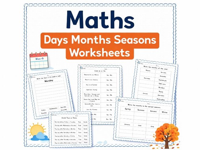 Year 1 Maths - Days Months Seasons Worksheets