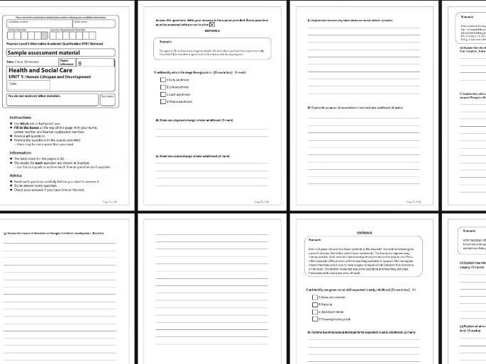 AAQ BTEC Health & Social Care Unit 1 Human Lifespan Development Mock Exam B