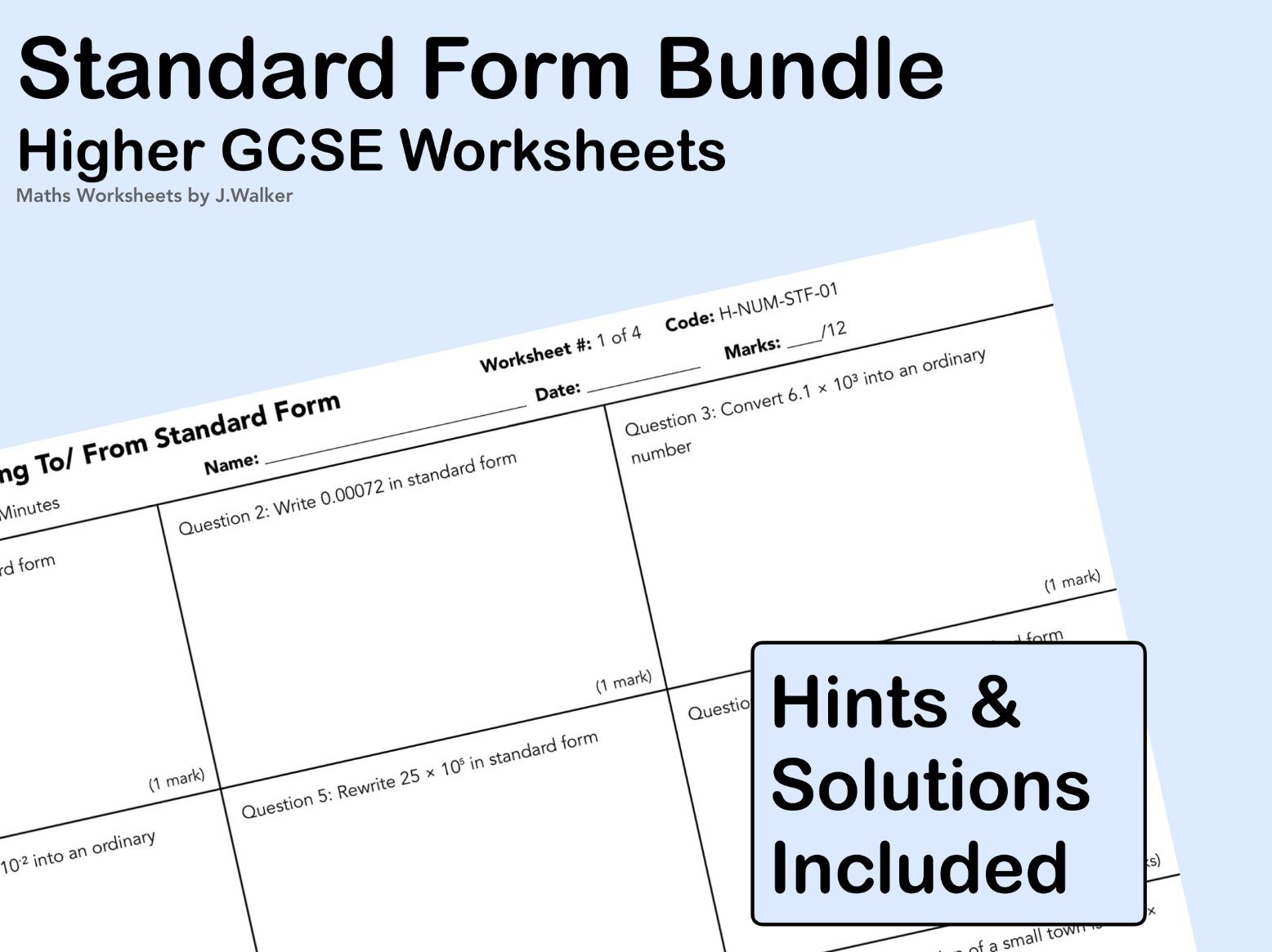 GCSE Maths: Standard Form Bundle - Higher Tier