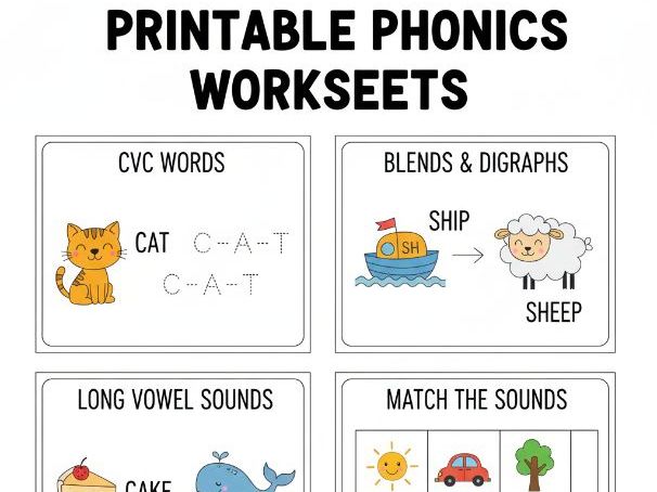 Build Strong Readers with  Printable Phonics Worksheets