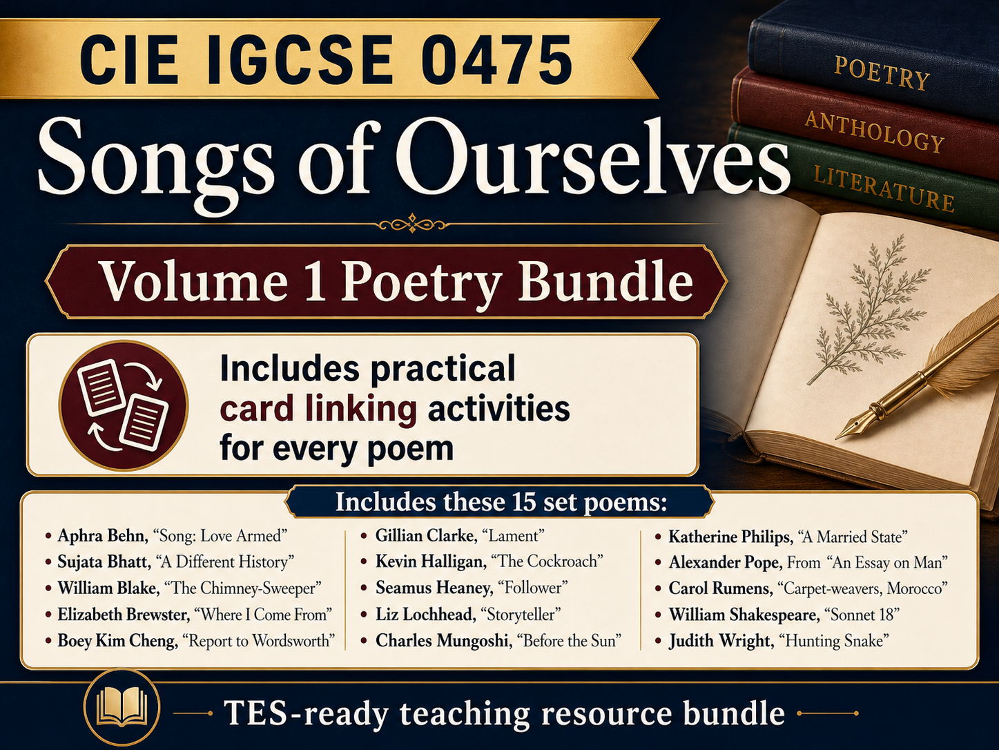 Songs of Ourselves, Volume 1 selected poems- Fantastic compilation of Poetry activity packs from Smithy's Basics