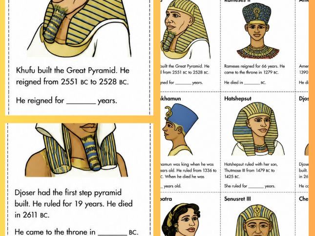 KS2 Ancient Egypt - Pharaohs: Timeline Worksheet