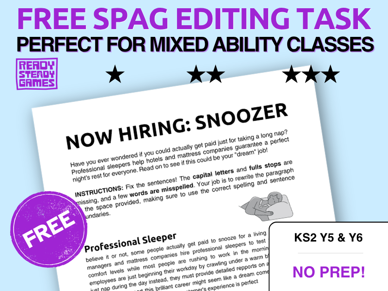 FREE KS2 SPaG Editing Task | Differentiated Passage Y5 Y6 Grammar