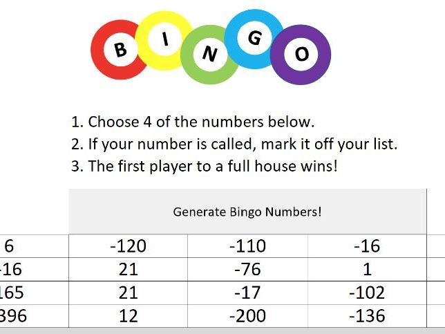 Bingo Generator for Multiplication and Division