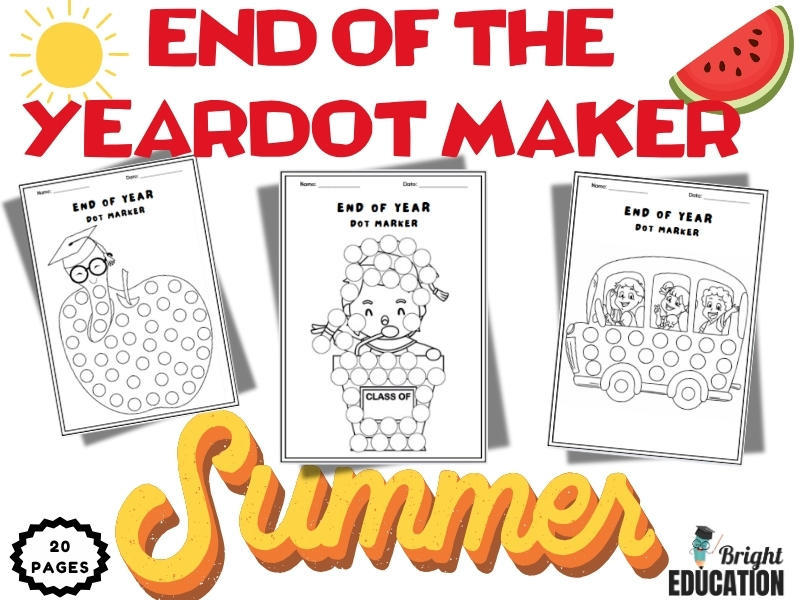 Summer Dot Maker – End of the Year Coloring Sheets