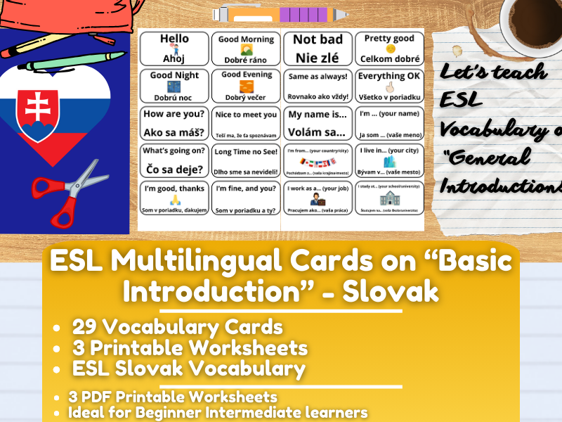 ESL Multilingual Vocabulary Flashcards on "General Introductions" - Slovak