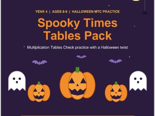 Halloween Times Tables Worksheets Year 4 | MTC Practice | 5 Colour by Number Pictures | Printable