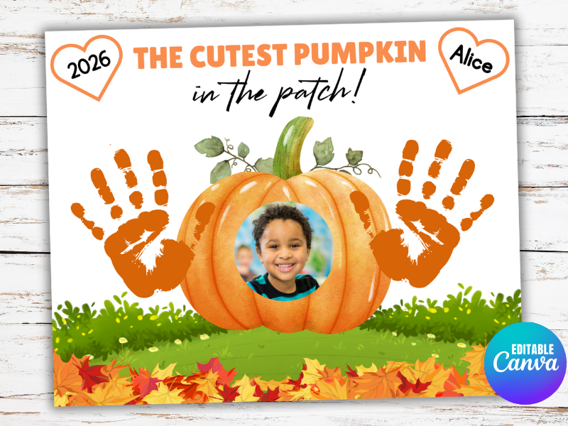 Pumpkin Handprint Art, Halloween Handprint Craft