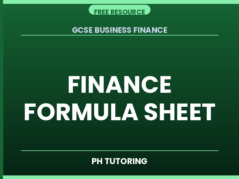 FREE GCSE Business – Finance Formula Sheet (Exam Revision)