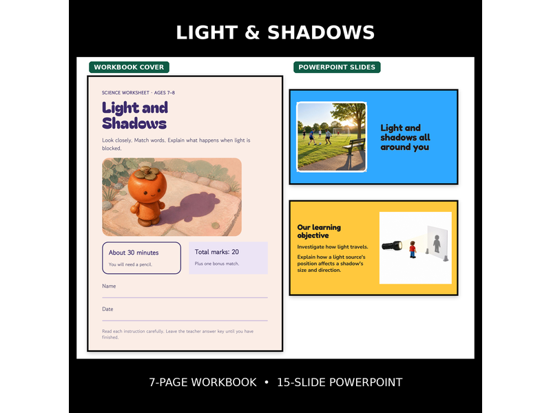 Light and Shadows Science Lesson, PowerPoint and Worksheets | KS2 Primary Science
