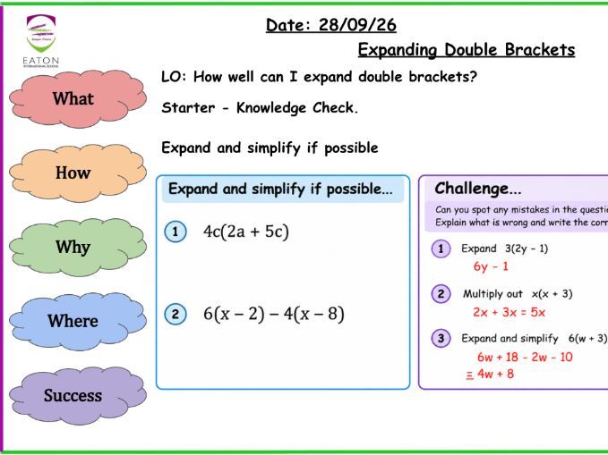 Expanding and Simplifying Double Brackets (Improved Slides)