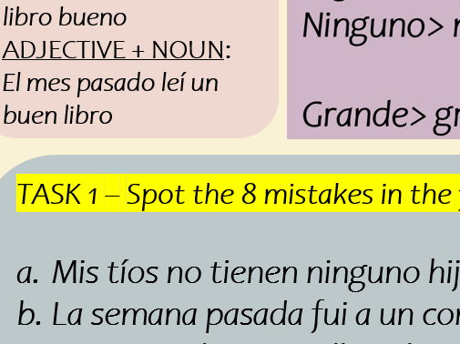 Spanish Adjectives: Shortened Forms - Spanish IGCSE/GCSE