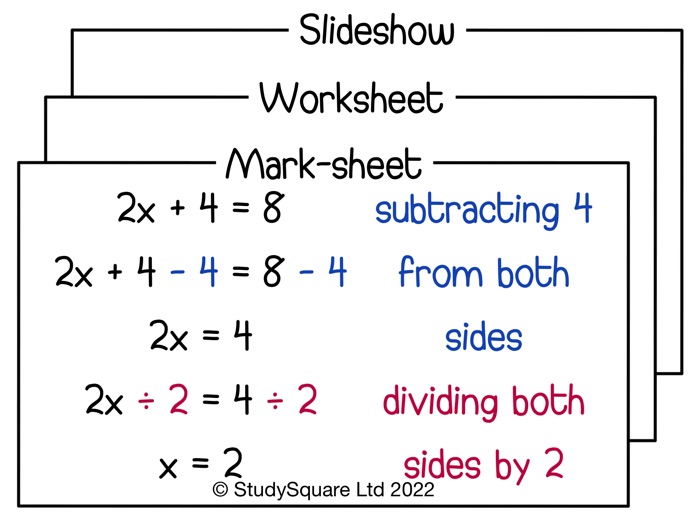 Sqa national 5 maths linear equations slides worksheet mark sheet