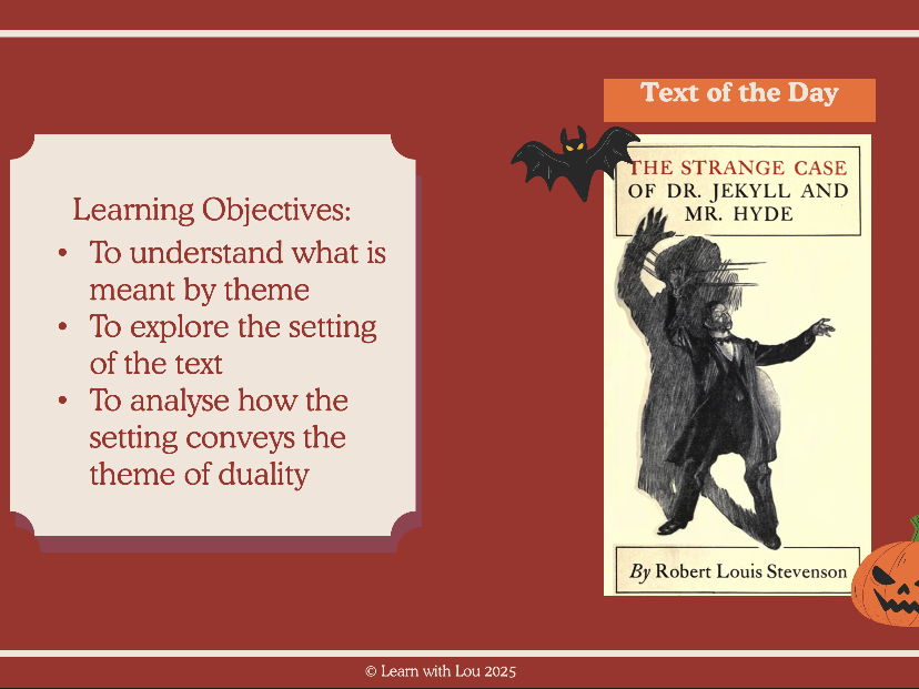 AQA GCSE English Language and Literature | Jekyll and Hyde | Themes | Duality | Halloween Resource