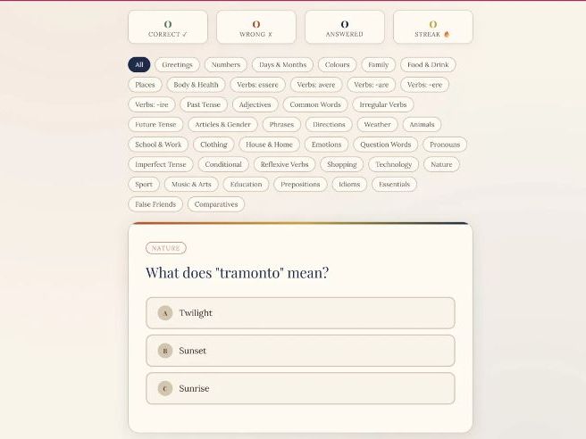 Impara l'Italiano: Italian Vocabulary and Verb Practice App