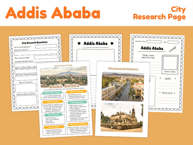Addis Ababa City Research Project | Geography & Culture Worksheets