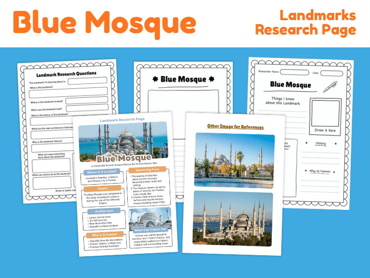 Blue Mosque Landmark Research Project | Istanbul History & Architecture Worksheets