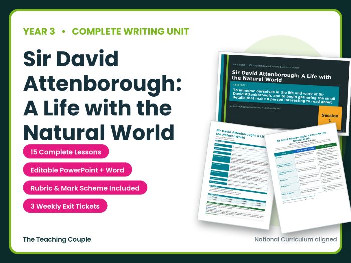 Sir David Attenborough: A Life with the Natural World | Year 3 English Unit | 15 Complete Lessons