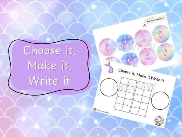 Mermaid Choose it , Make it, Write it (0-20)