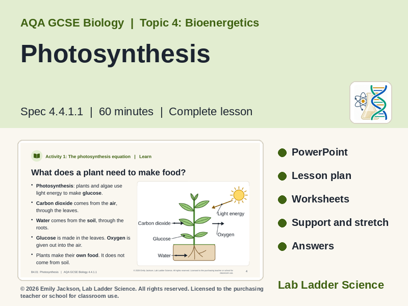 B4-01 Photosynthesis: AQA GCSE Biology