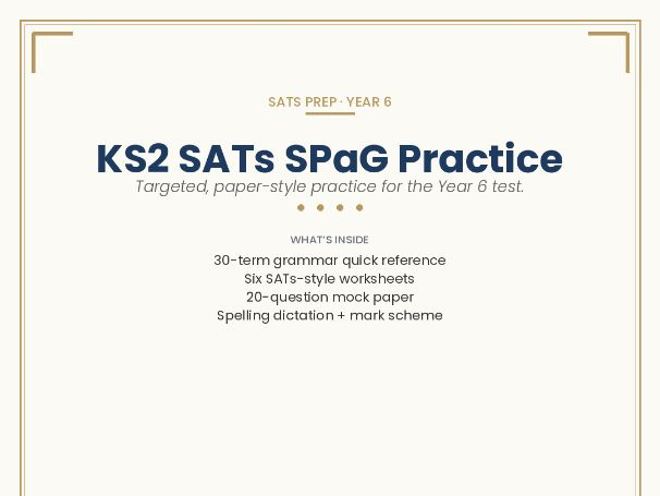SATS PREP · YEAR 6 KS2 SATs SPaG Practice