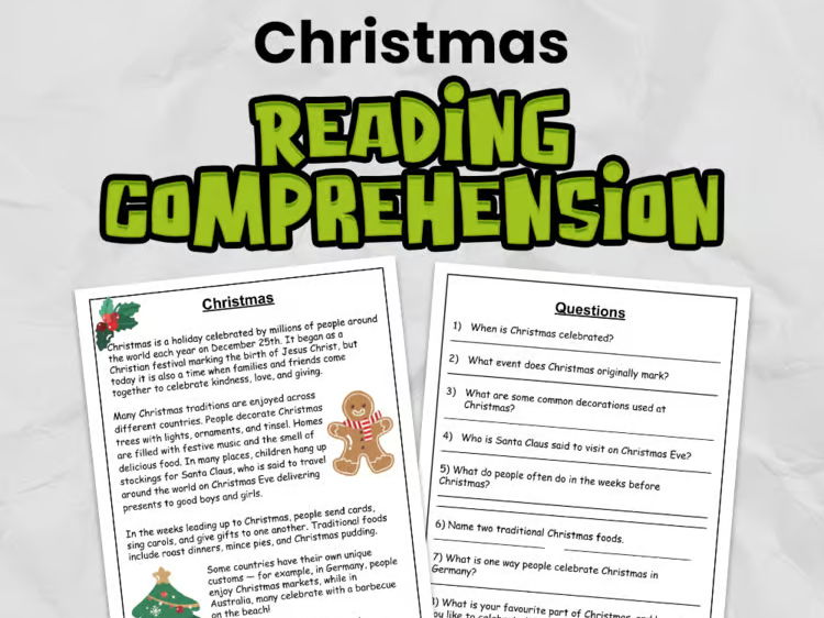Christmas Reading Comprehension for KS2 (Grades 3 - 5) | Guided Reading Task