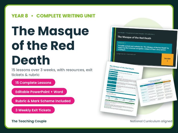 The Masque of the Red Death | Year 8 English Unit | 15 Complete Lessons