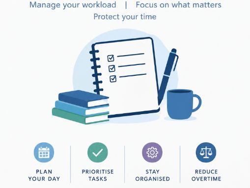 A planner to help you prioritise your work and record your efforts to identify your workload.
