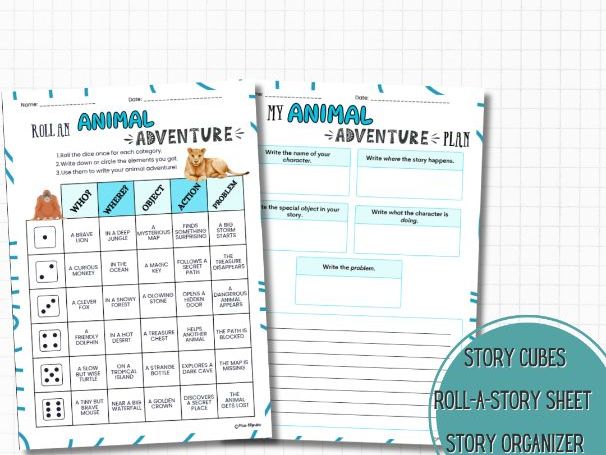 Roll an Animal story – ESL Roll the Dice Speaking & Writing Activity | Spring Creative Writing Game