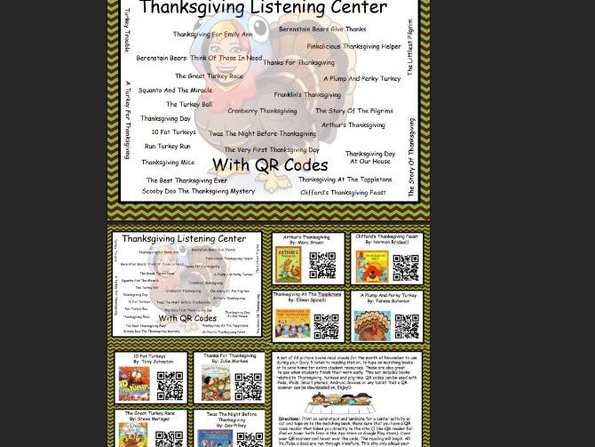 Thanksgiving/Harvest Listening Center with QR Codes (28 books)