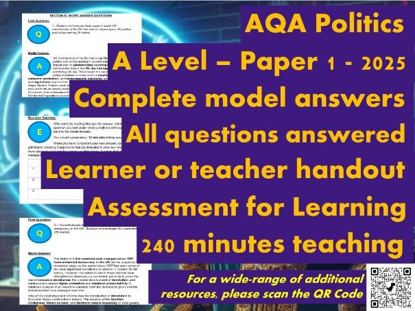 AQA A Level Politics Model Answers - Full Papers - Paper 1 - 2025 - Student/Teacher Handout