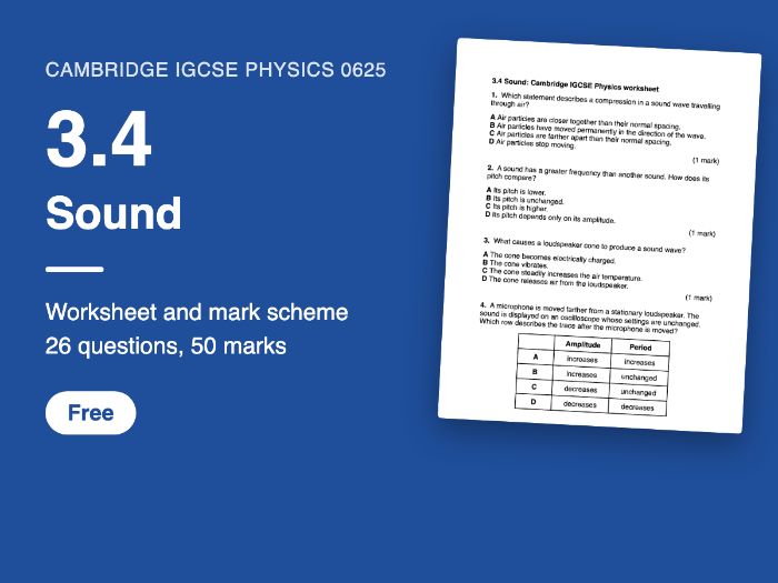 Cambridge IGCSE Physics 0625: 3.4 Sound Worksheet
