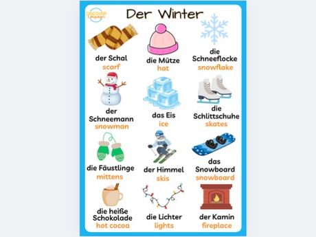 German Der Winter Vocabulary Worksheet Poster Wordsearch Activity