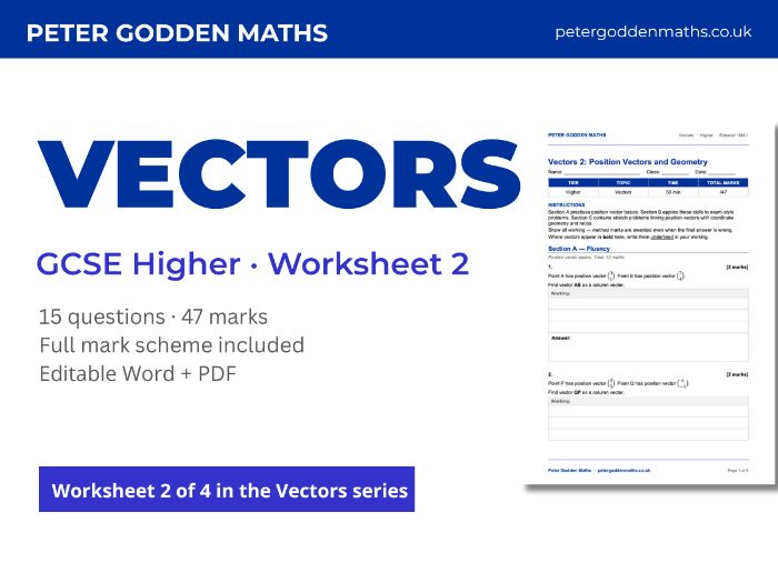 GCSE Vectors Higher Worksheet 2 + Mark Scheme