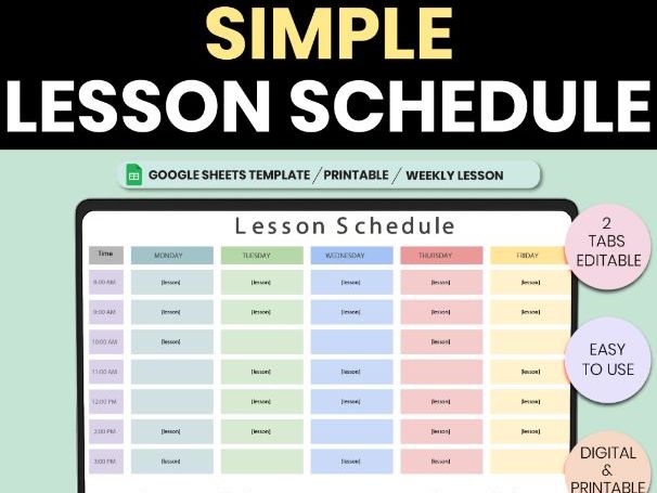 EDITABLE Weekly Lesson Plan Template Google sheets,Teacher Planner ,Pastel Color