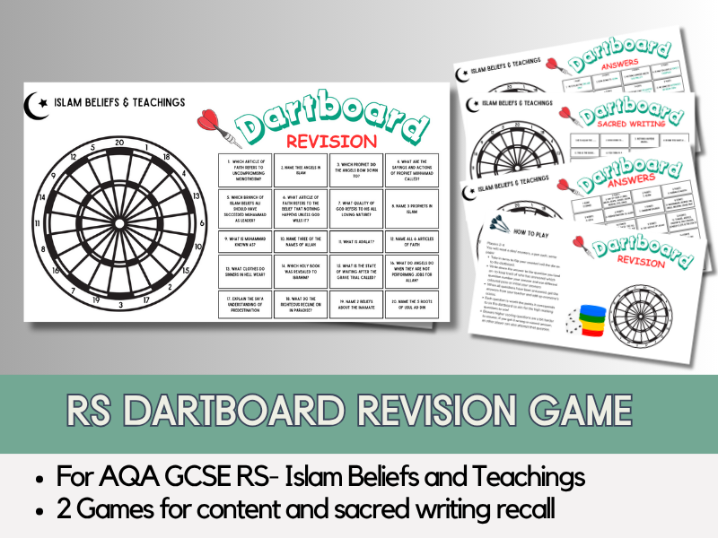 Dartboard Revision Game – AQA GCSE RS Islam Beliefs and Teachings