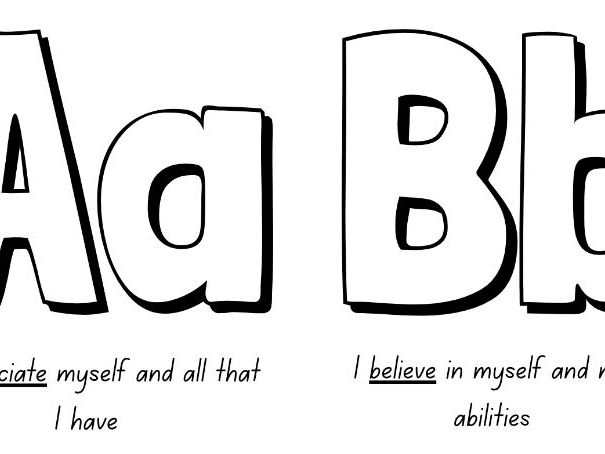 Alphabet Affirmations Outline display