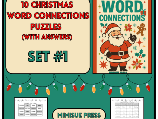 10 Christmas Word Connections Puzzles SET 1 (Holiday/Party Game)