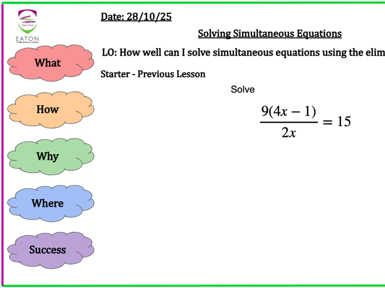 Solving Simultaneous Equations (Linear Only)