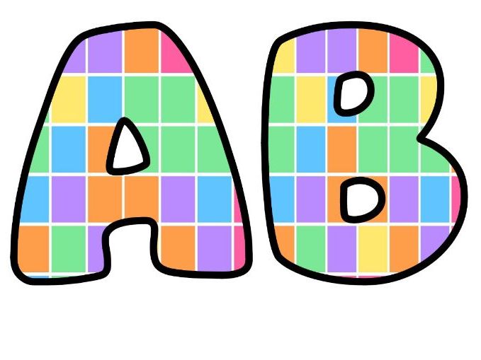Bright Colour Blocks Bubble Letters | Patterned Bulletin Board Letters | Classroom Display Pack