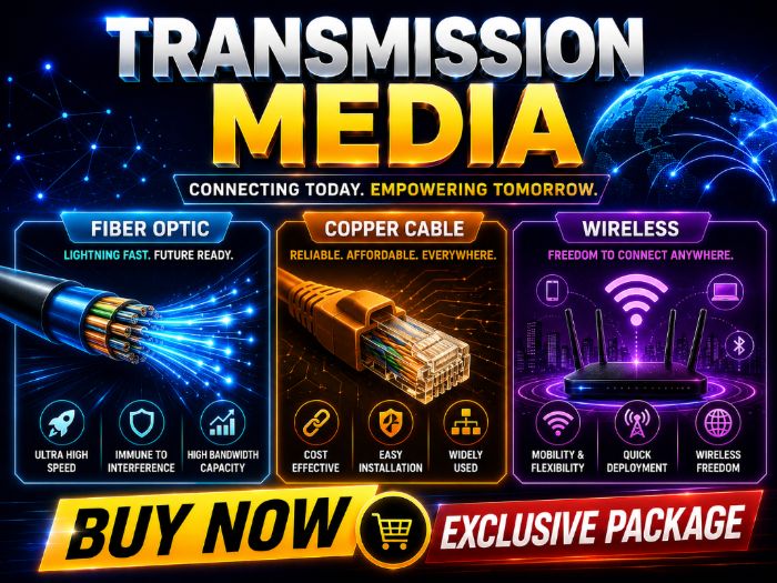 Transmission Media (Fiber, Copper, Wireless) |Complete Lesson Pack for Cambridge IGCSE, AS & A-Level