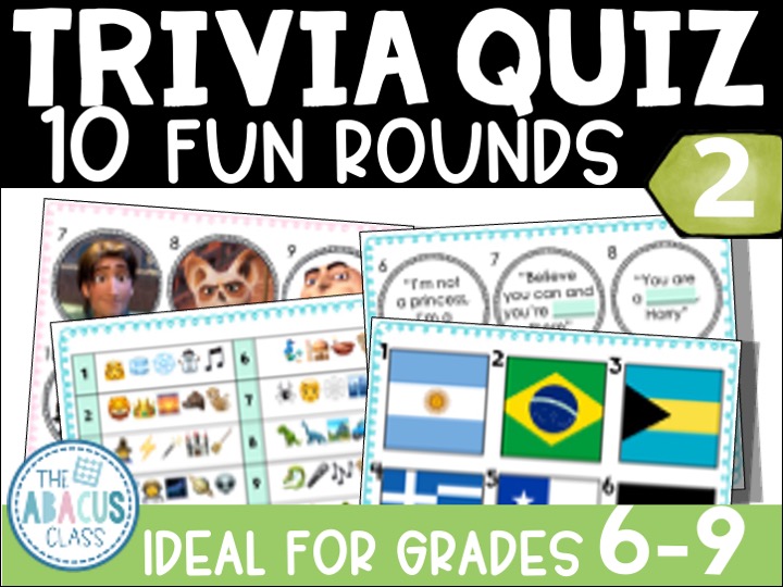 Trivia Game #3 | 10 Fun Rounds for Middle School | Powerpoint and printable Quiz